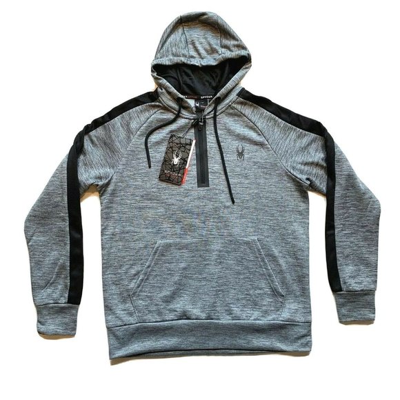 NWT Spyder Active Hoodie Sweatshirt Pullover Mens Small ProWEB Zip Fleece Lined - Picture 1 of 12